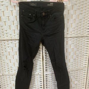J. Crew Black Toothpick Skinny Jean w/ Ripped Knees
